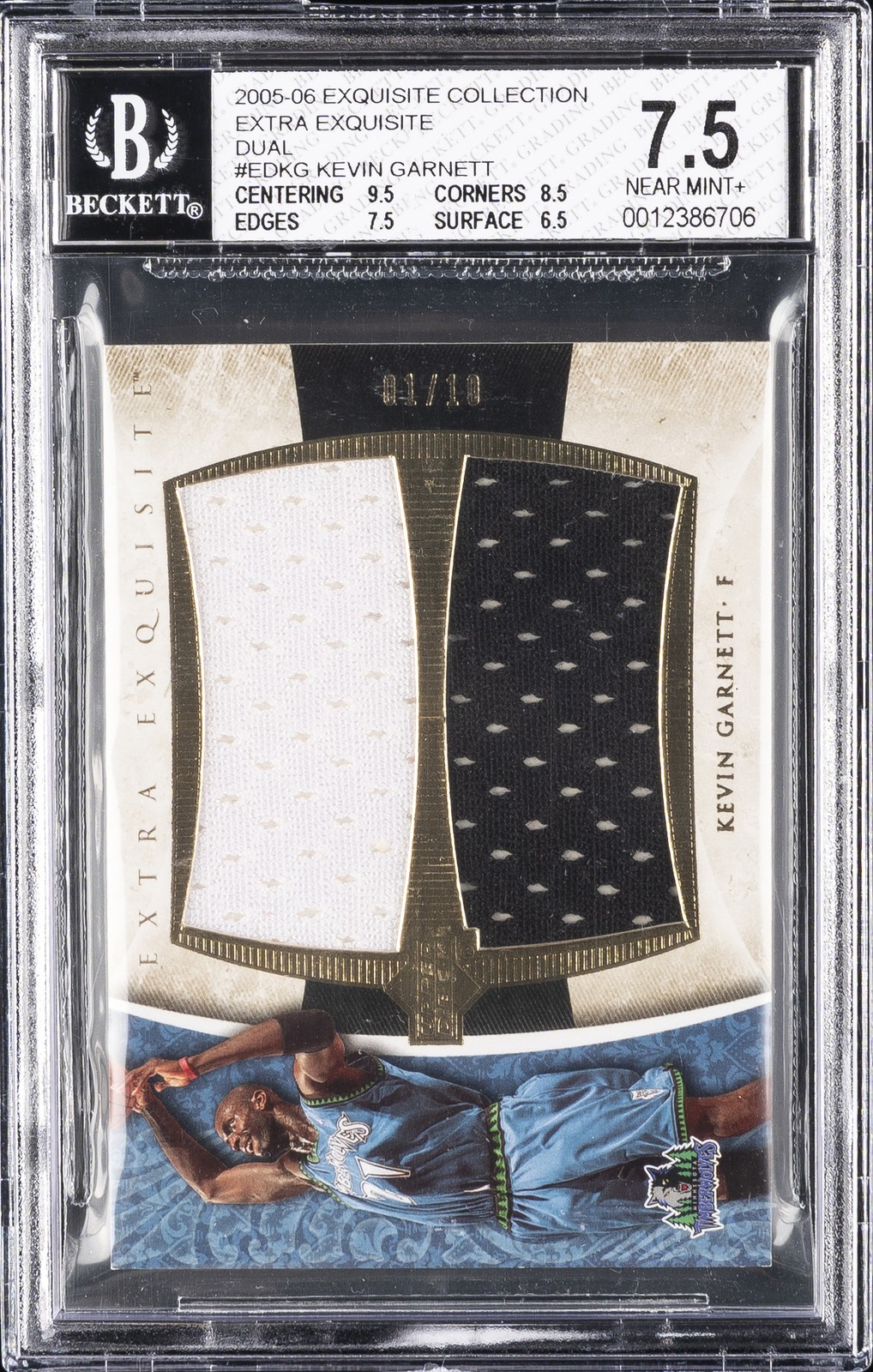2005-06 EXQUISITE COLLECTION EXTRA EXQUISITE DUAL #EDKG KEVIN GARNETT BGS 7.5