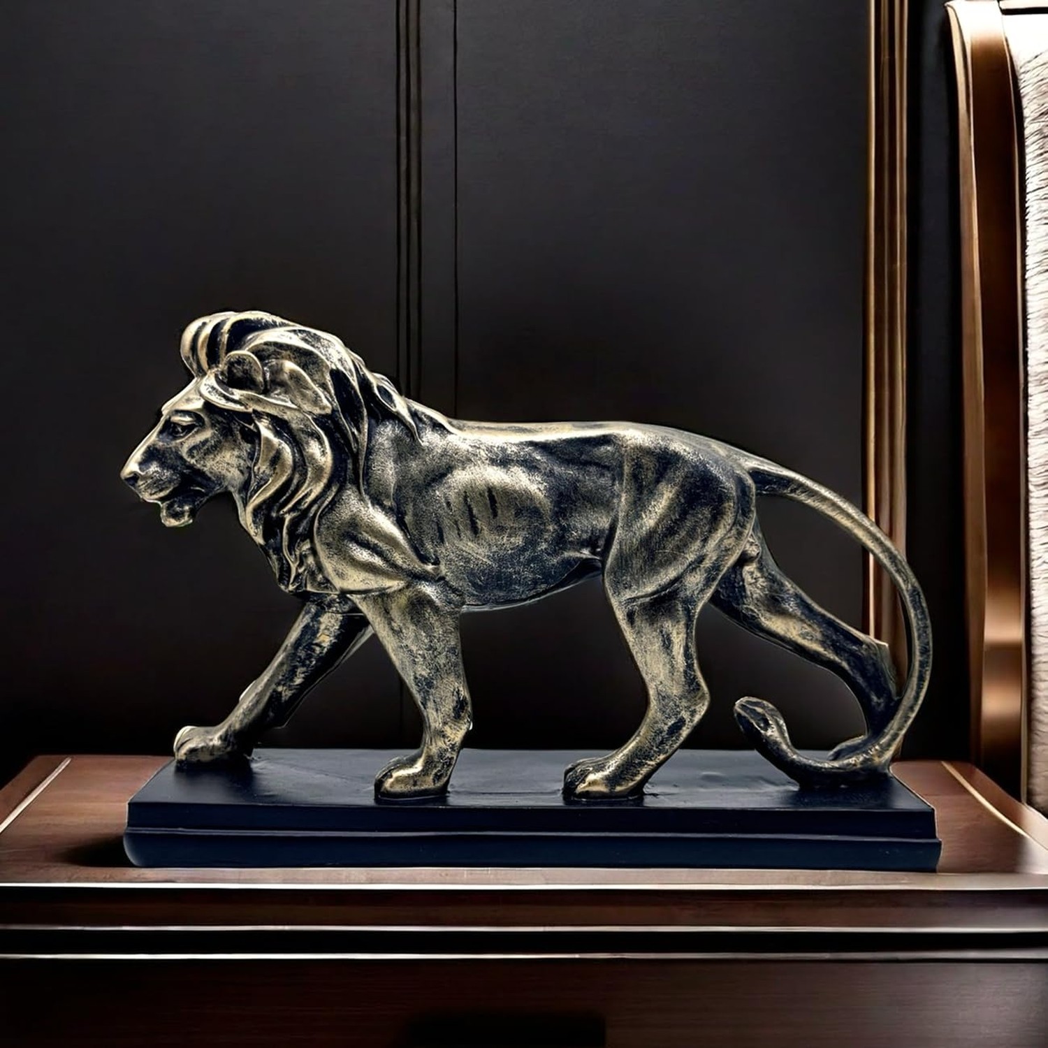 FUNSXBUG 10 Inch Resin Lion Statue Sculpture Vintage Figurines Animal Collect...