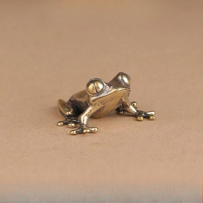 Brass Frog Figurine Small Animal Statue Table Office Home Decoration Toy Gifts