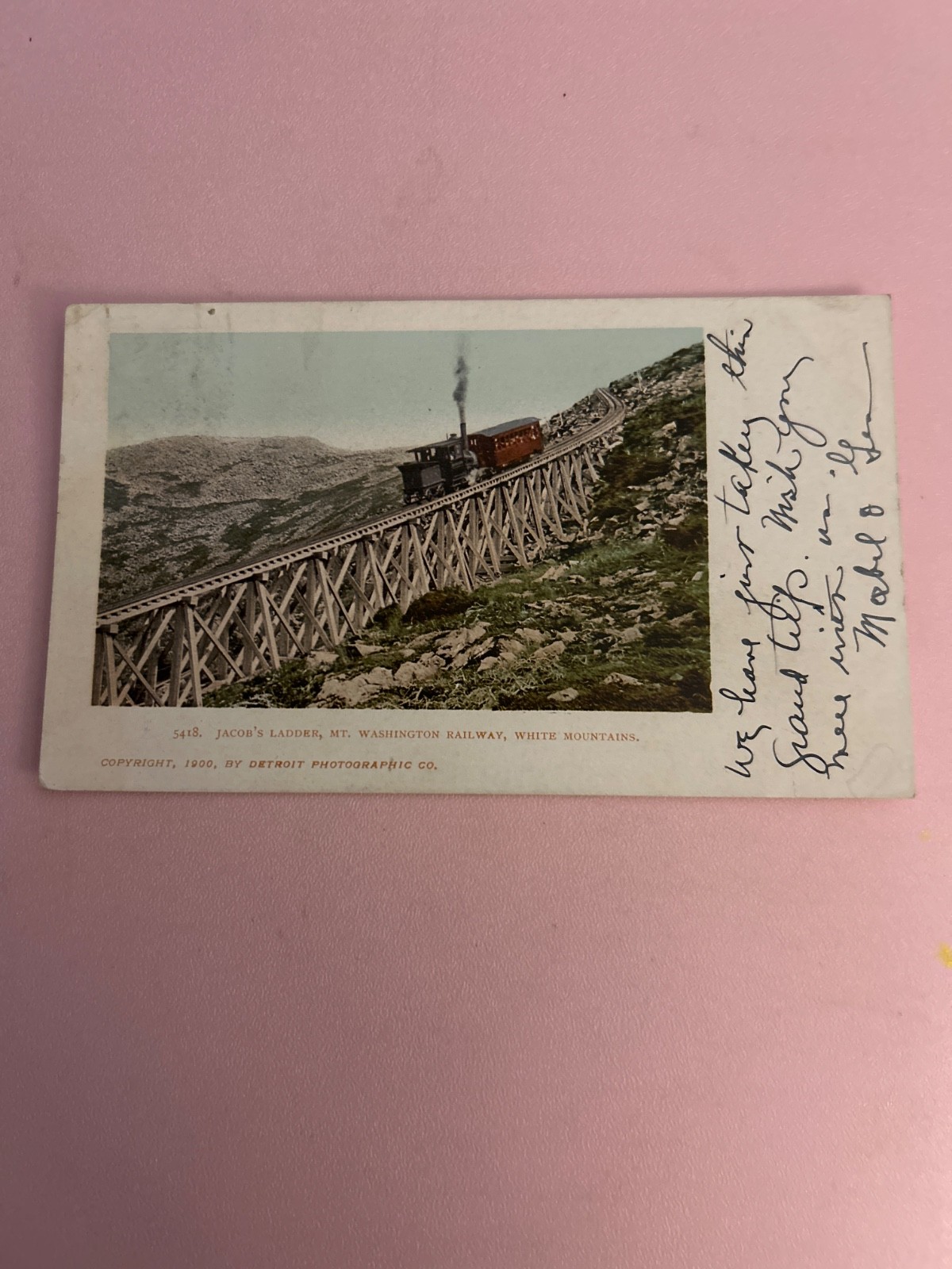 1907 Jacob’s ladder, mt Washington railway, white Mts Nh