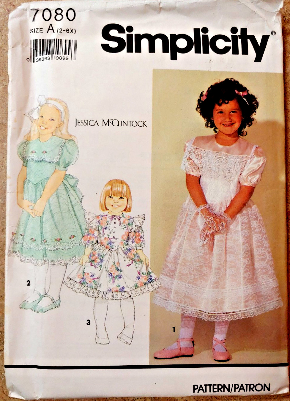 Simplicity 7080 Jessica McClintock Childs dress Sizes 2-6X 3- styles Back zipper