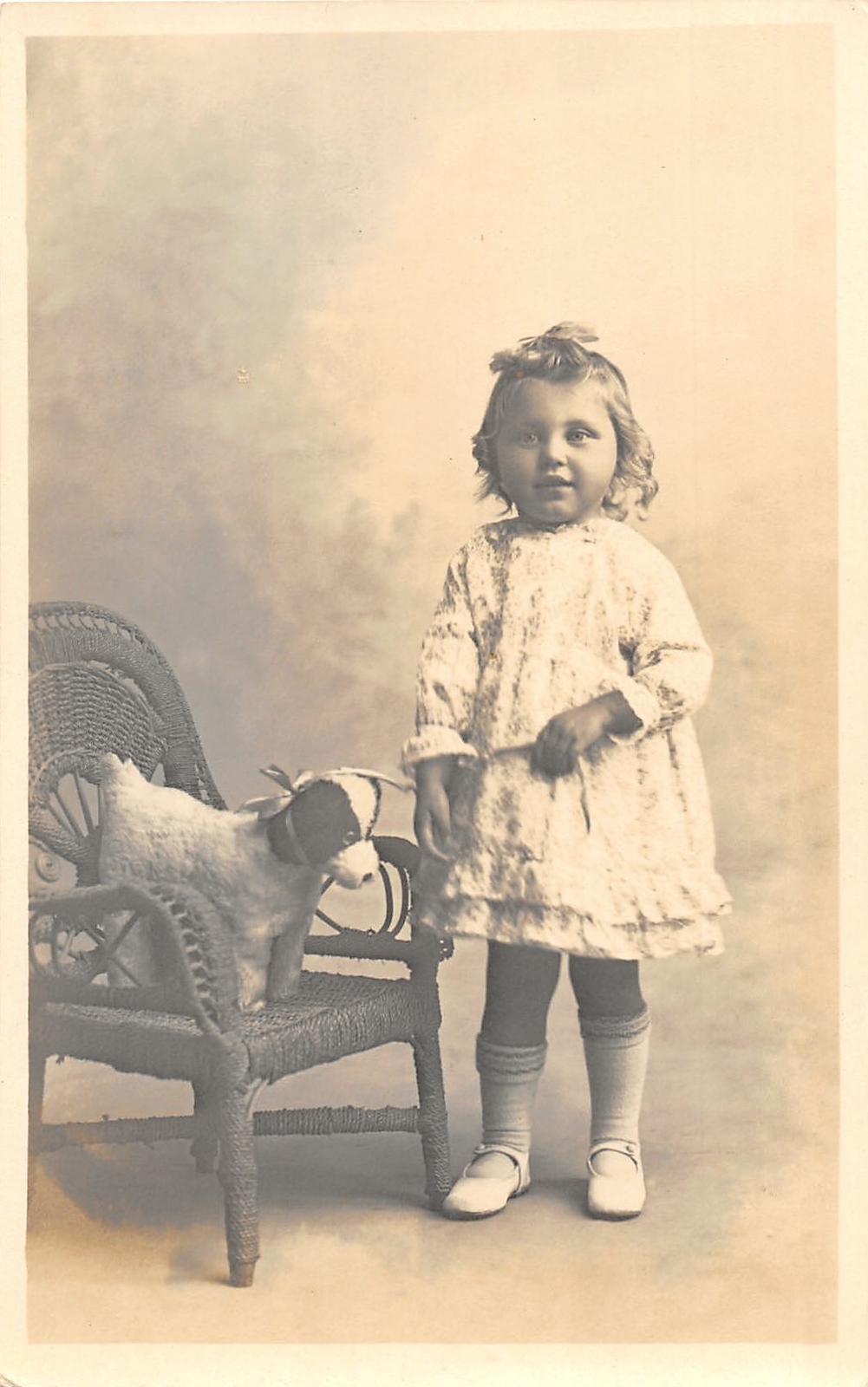 G80/ Interesting RPPC Postcard c1910 Cute Girl Pet Dog Doll Chair 11