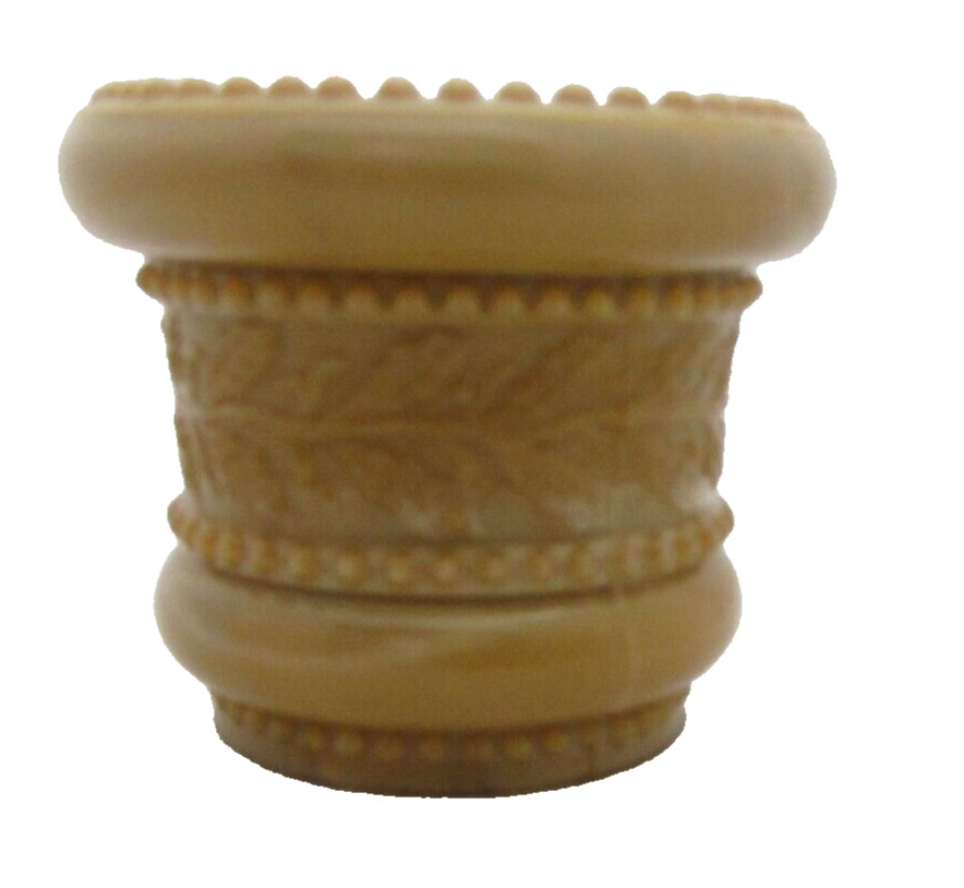 Russ Vogelsong Summit Art Glass Brown Tan Holly Band Vintage Toothpick Holder