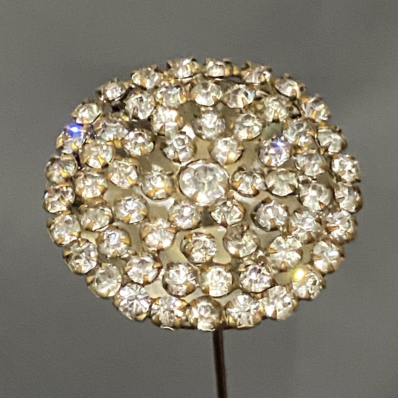 Antique Clear Paste Cluster Hat Pin, Rhinestone Hatpin, Victorian Edwardian 12\