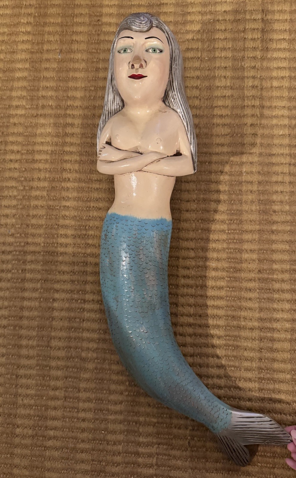 Vintage Mexico Tocuaro Juan Horta Mermaid Wall Hanging Large Mask Signed Sculp