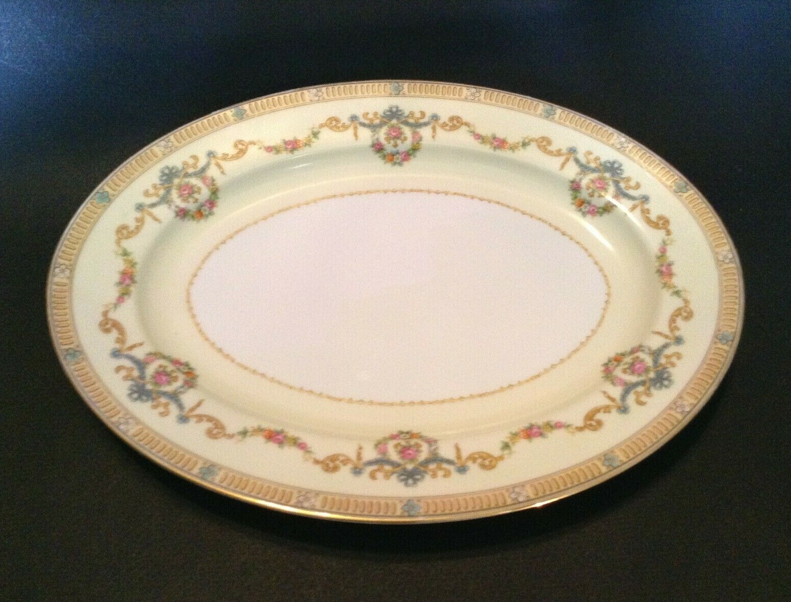 Noritake Tybalt - Oval Platter Or Serving Dish - Blue And Green Accents - Japan
