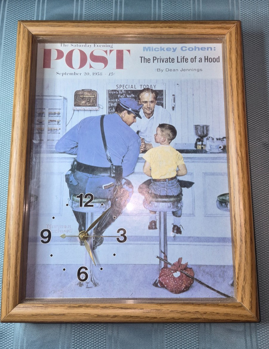 Vintage 1958 Norman Rockwell The Runaway Saturday Evening Post Framed Wall Clock