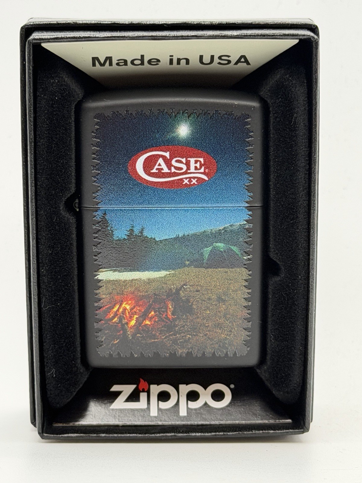 Case Cutlery Camp Fire Design Black Matte Zippo Lighter NEW