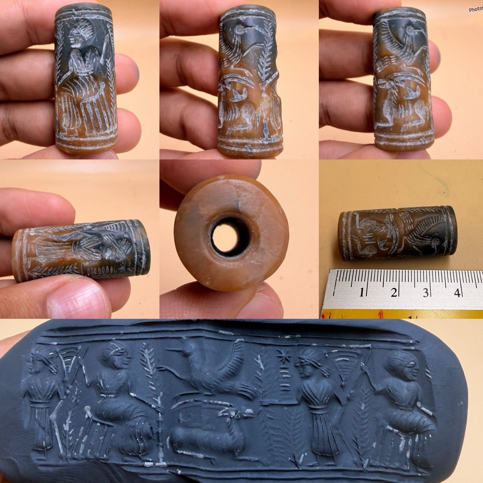 Jasper Near Eastern Old Intaglio Seal Stone King Agate Bead Stamp