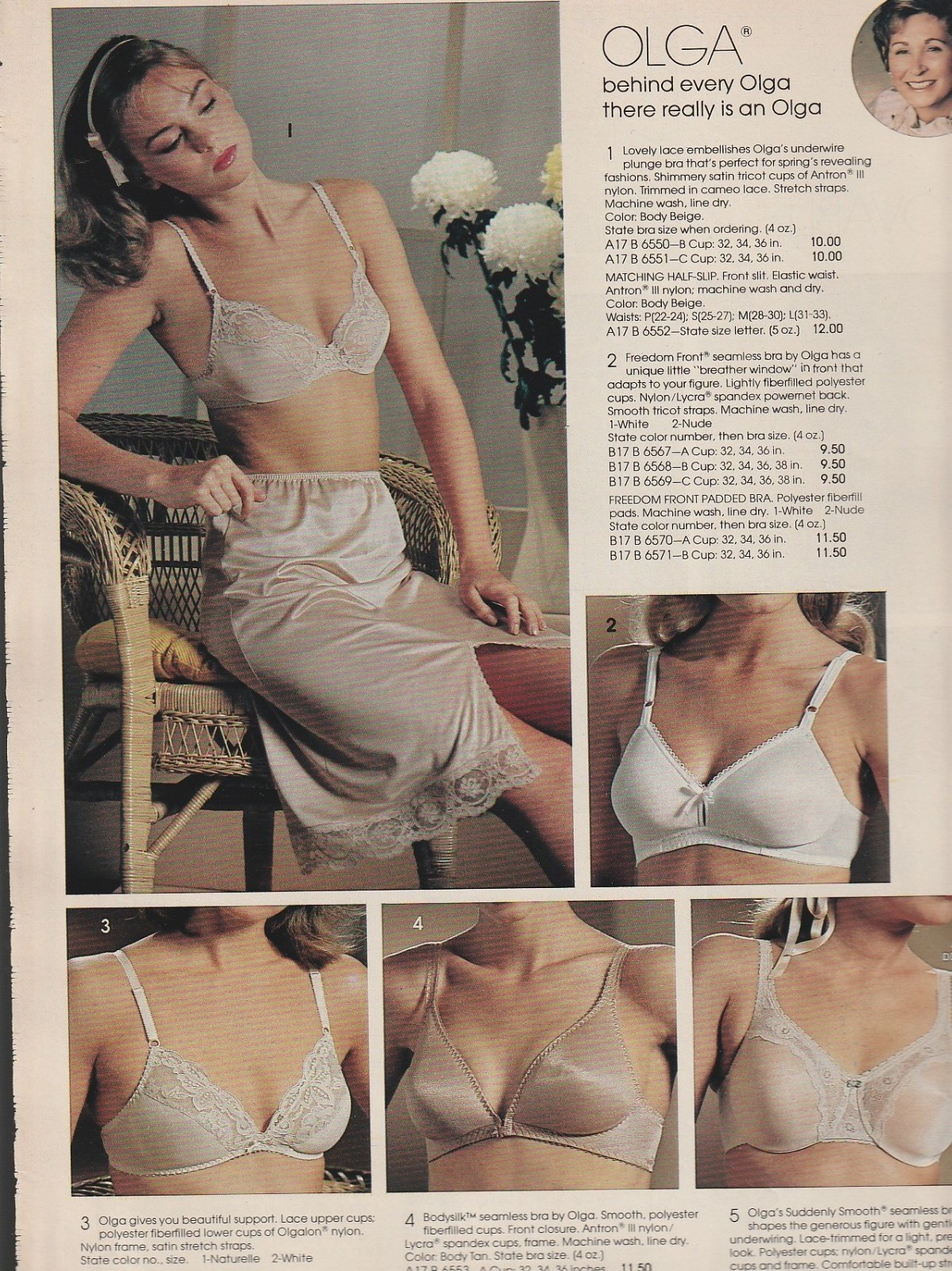 Pretty Model in Olga Bra Vintage 80\'s Catalog Lingerie Photo Clipping