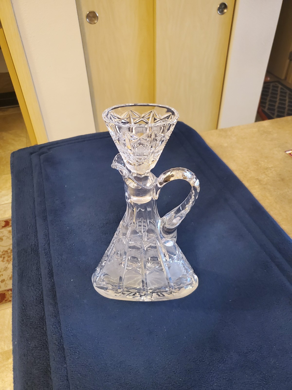 Antique 1920s Very Rare  American Brilliant Cut Triangle Draped Decantor