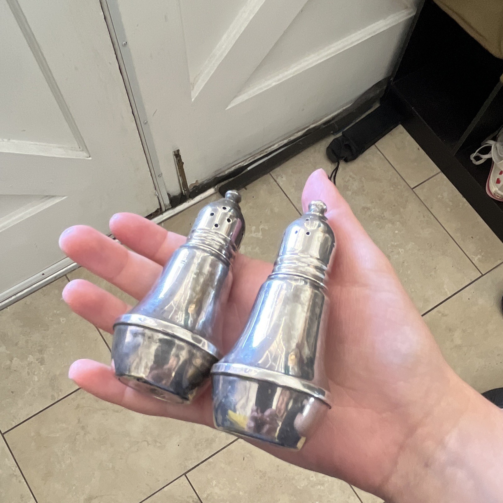 4.7oz Weighted Sterling Salt & Pepper Shakers Set by Duchin (Vintage Silver)