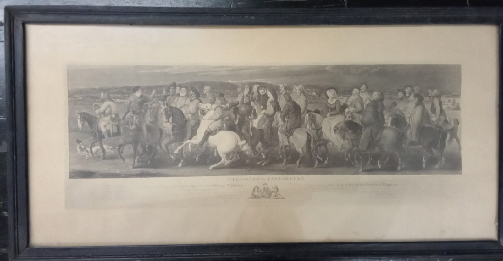 Rare 1817 Pilgrimage To Canterbury Engraving Print, framed