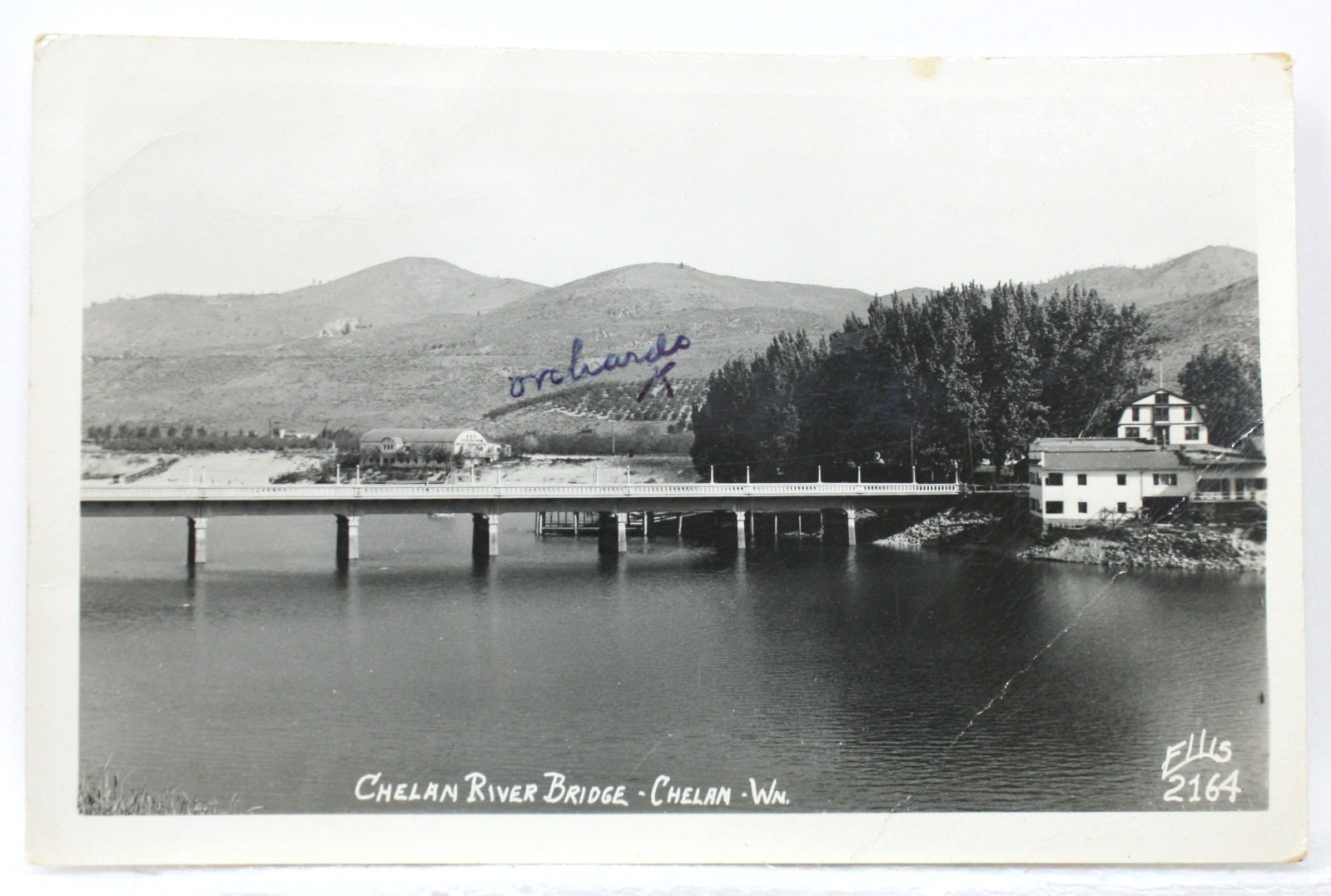 RPPC Chelan River Bridge Chelan WA Washington Real Photo Postcard Vintage Ellis