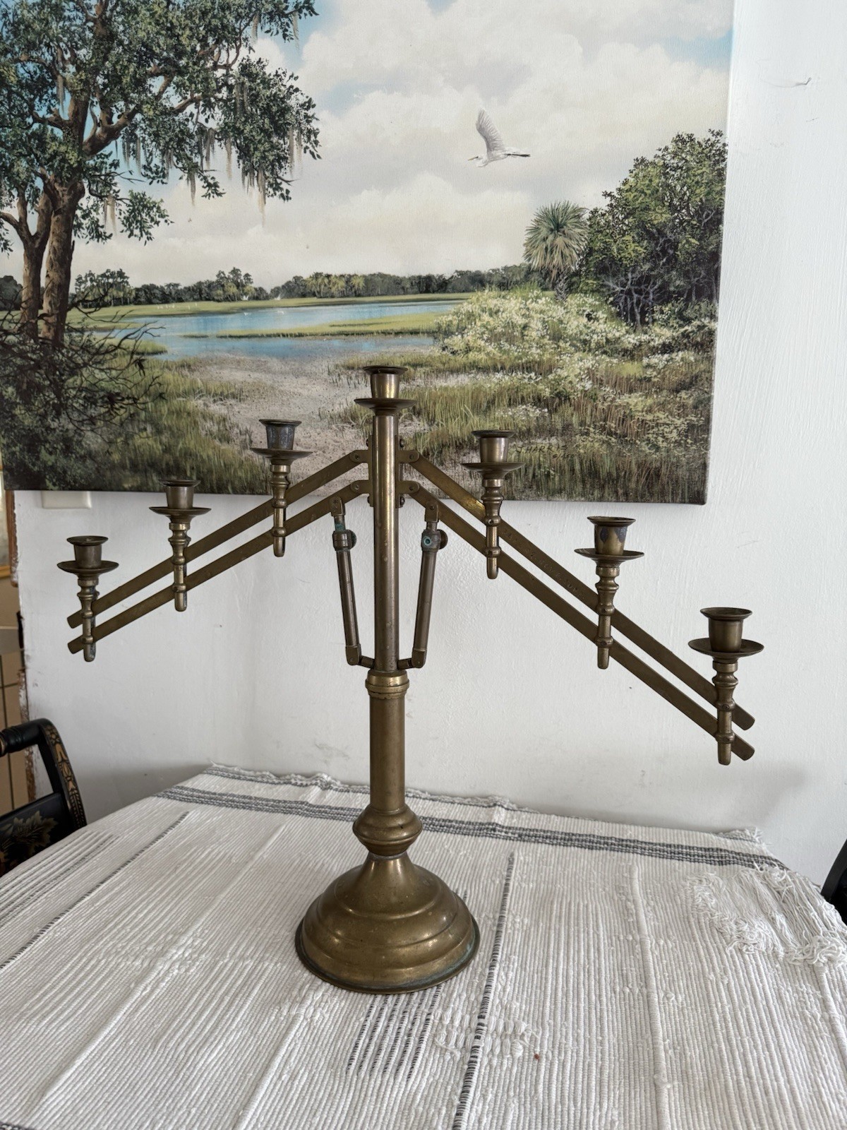 Masonic Lodge Solid Brass 7 Candle Holder Patented Nov. 2 1887. Vintage.