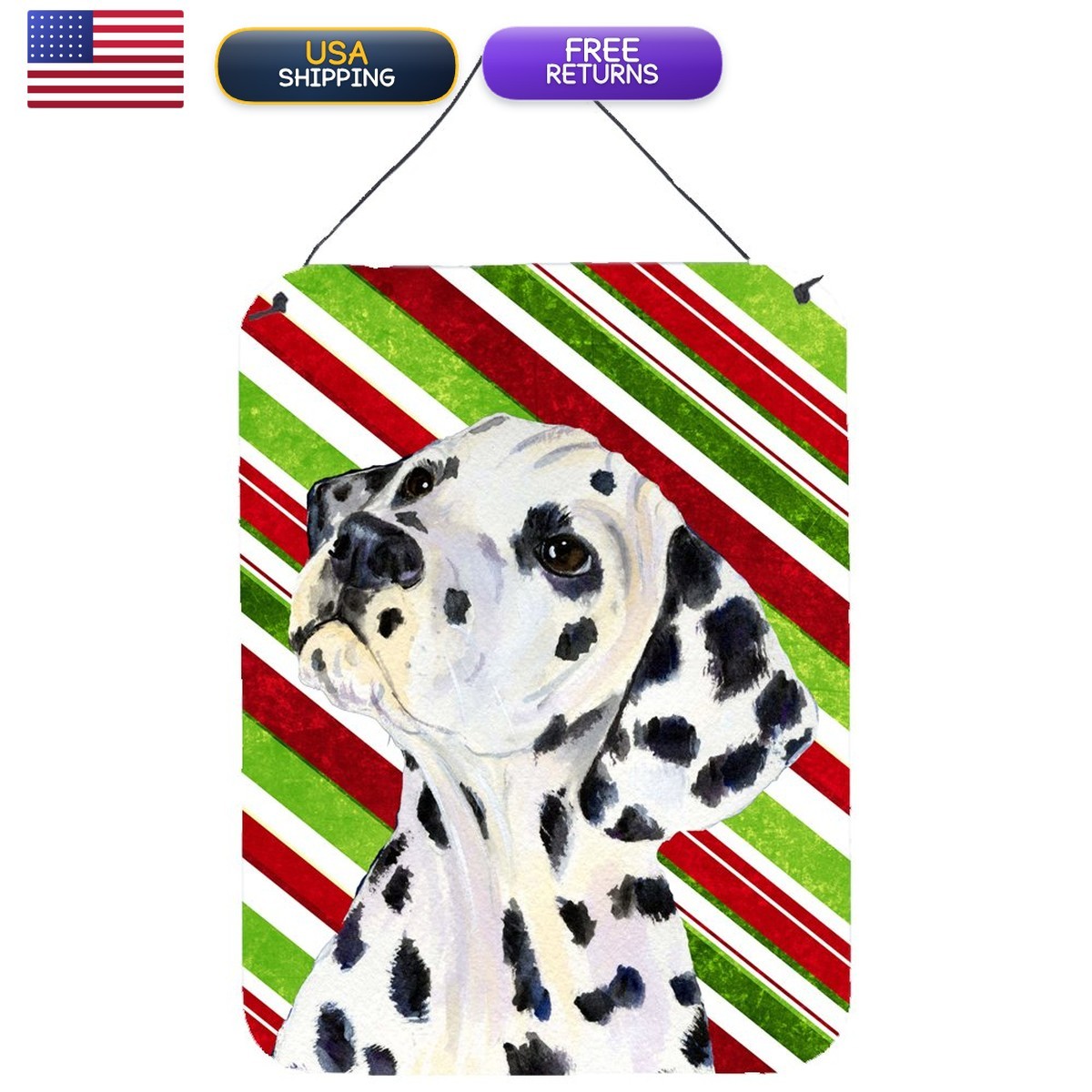 Caroline's Treasures SS4561DS1216 Dalmatian Candy Cane Metal Sign 12x16 Caroline's Treasures SS4561DS1216 Dalmatian Candy Cane Metal Sign 12x16