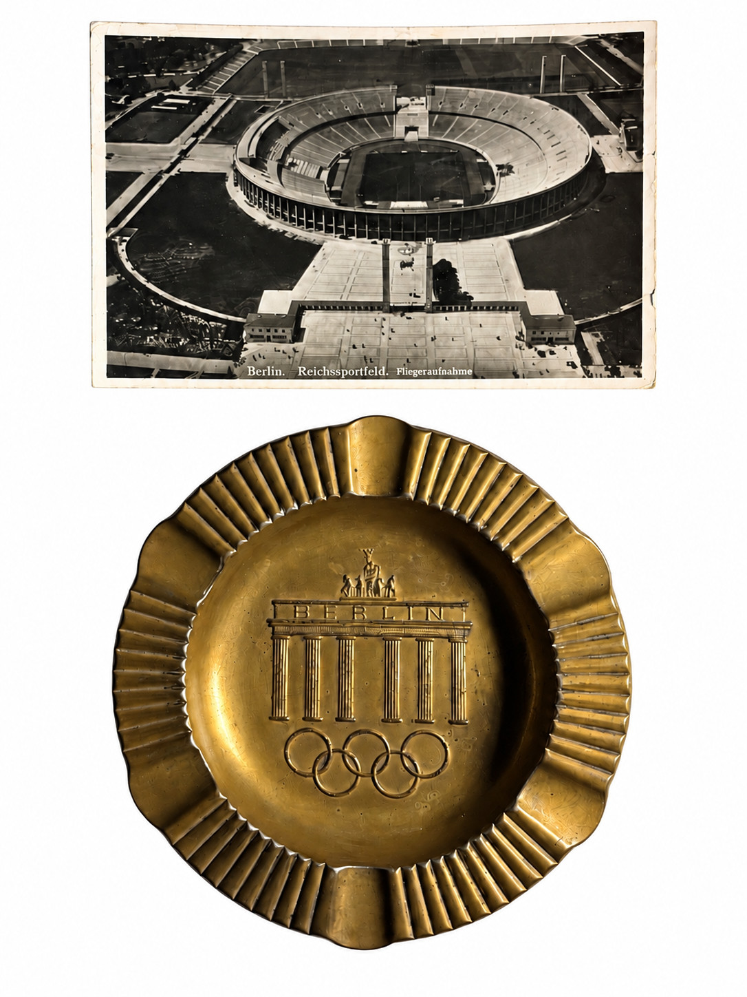 Third Reich. Berlin 1936 Summer Olympic Games Gilt Ash Tray - Brandenburg Gate