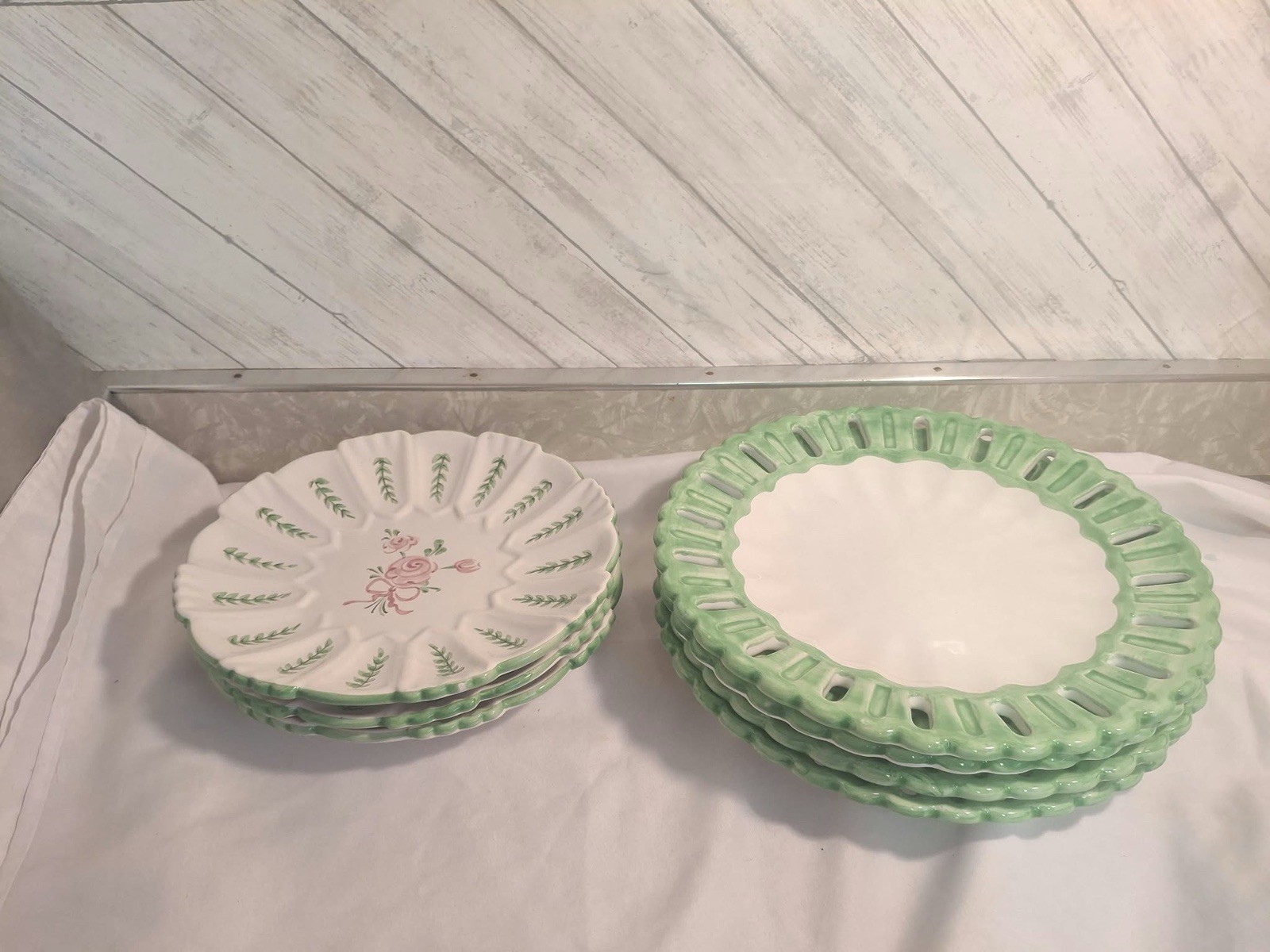 Vintage Vitória by Porta Vestal Portugal Hand Painted Dessert Plates Set Of 7