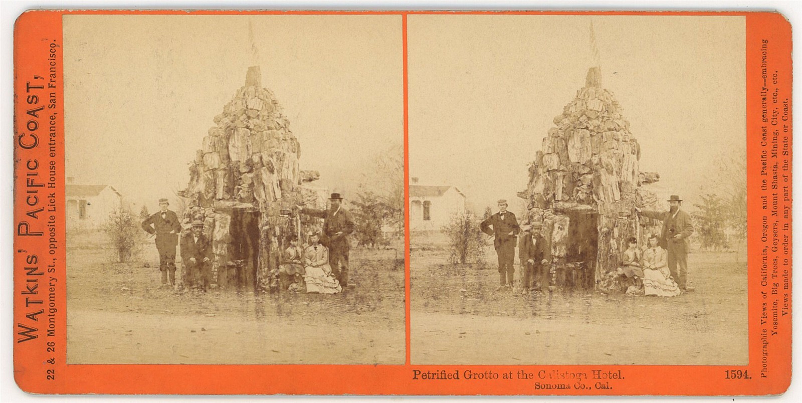 CALIFORNIA STEREOVIEW - Calistoga Hotel - Petrified Grotto - CE Watkins 1870s
