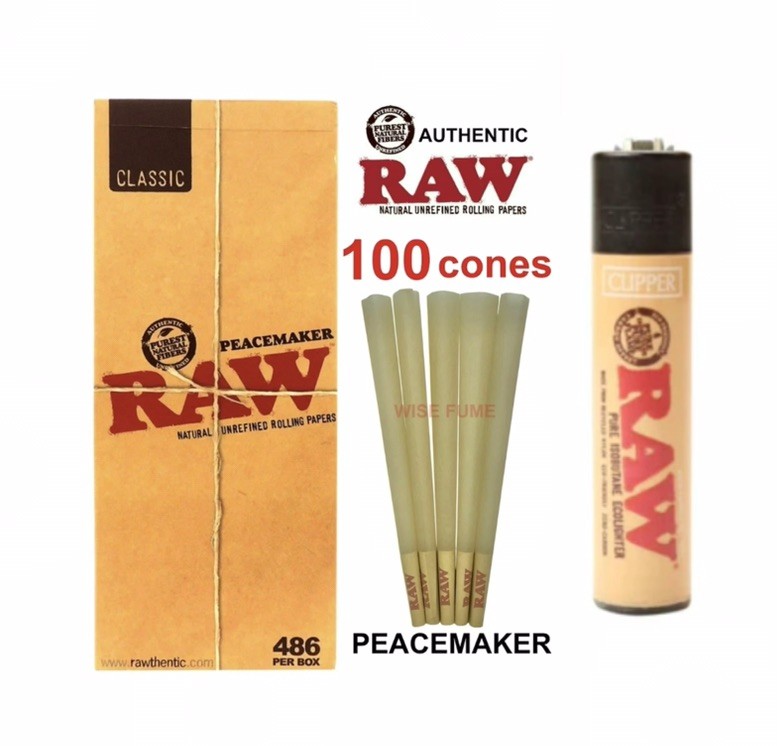 Raw Peacemaker Size Pre-Rolled Cone 140mm Rolling Paper + Lighter Raw Peacemaker Size Pre-Rolled Cone 140mm Rolling Paper + Lighter