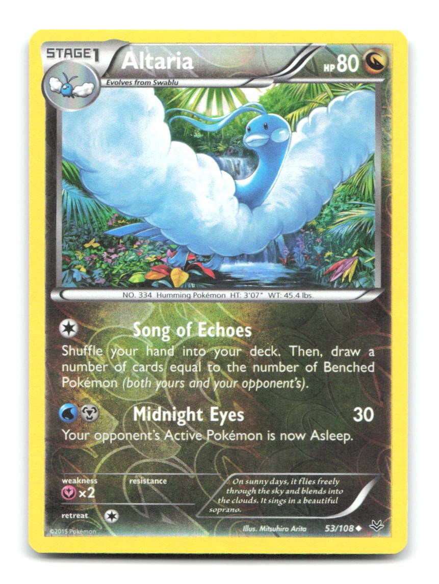 Altaria 53/108 Uncommon Roaring Skies Pokemon Reverse Holo Moderately Played