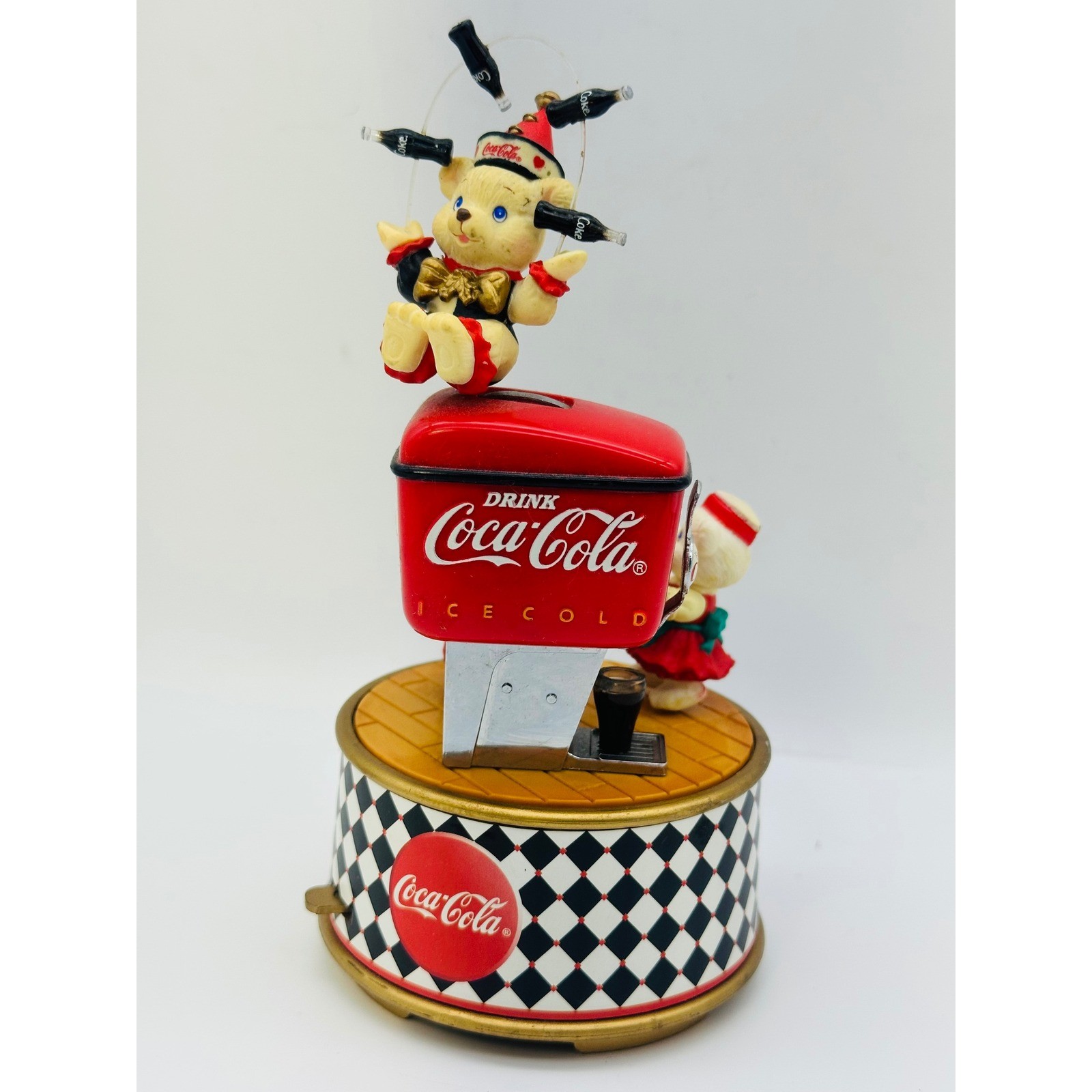 Vintage 1995 Enesco Coca-Cola Musical Bear Figurine Things Go Better With Coke