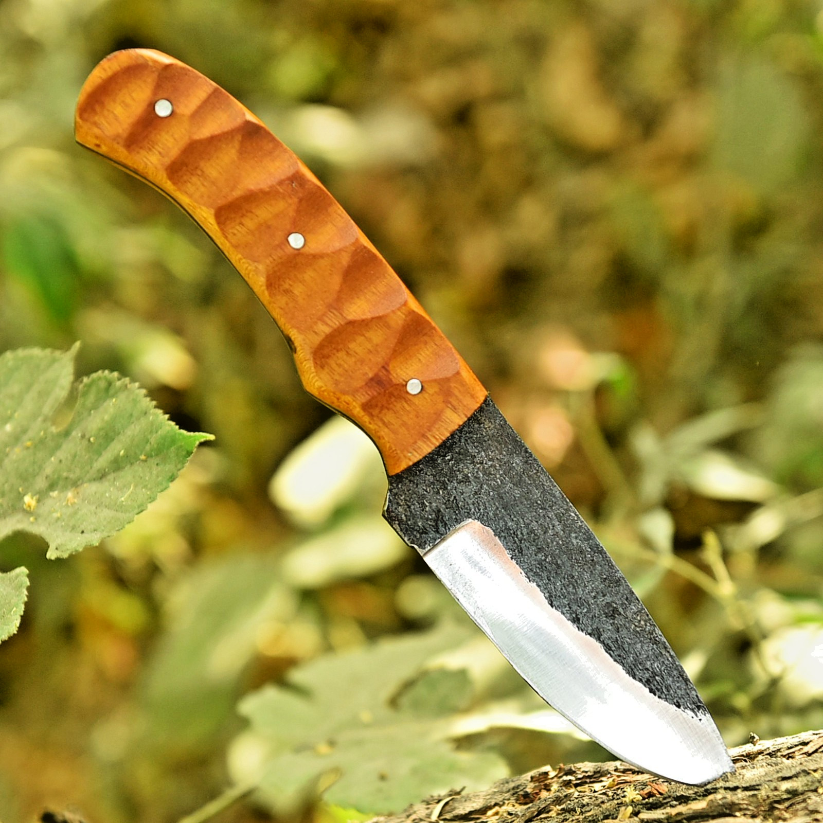 Custom Hard Forged Carbon Steel Fix Blade Knife Outdoor tactical leather sheath