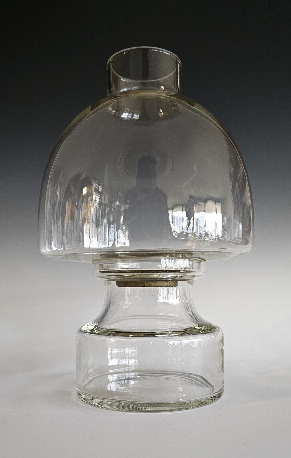 MID-CENTURY MODERN HANS-AGNE JAKOBSSON SWEDEN GLASS & BRASS CANDLE HOLDER LAMP