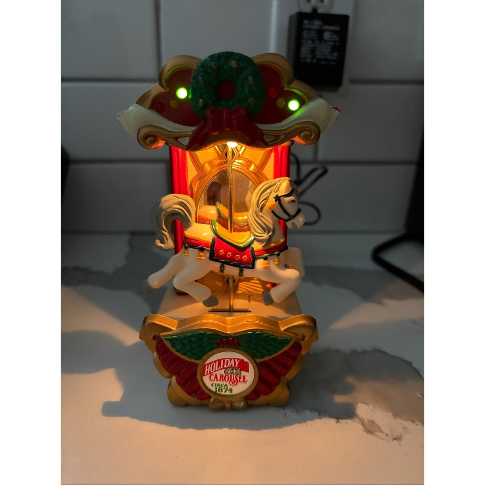 Vintage Mr. Christmas Holiday Carousel Horse Ornament Animated Christmas Decor