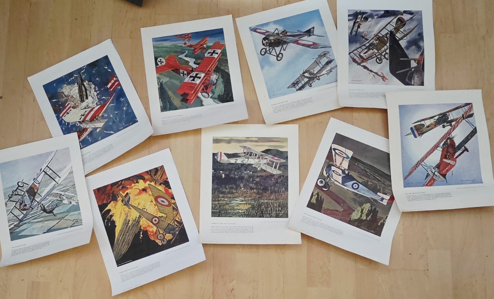 Vintage WWI Aviation Prints Lot of 9 Heritage of the Air Merv Corning Leach Corp