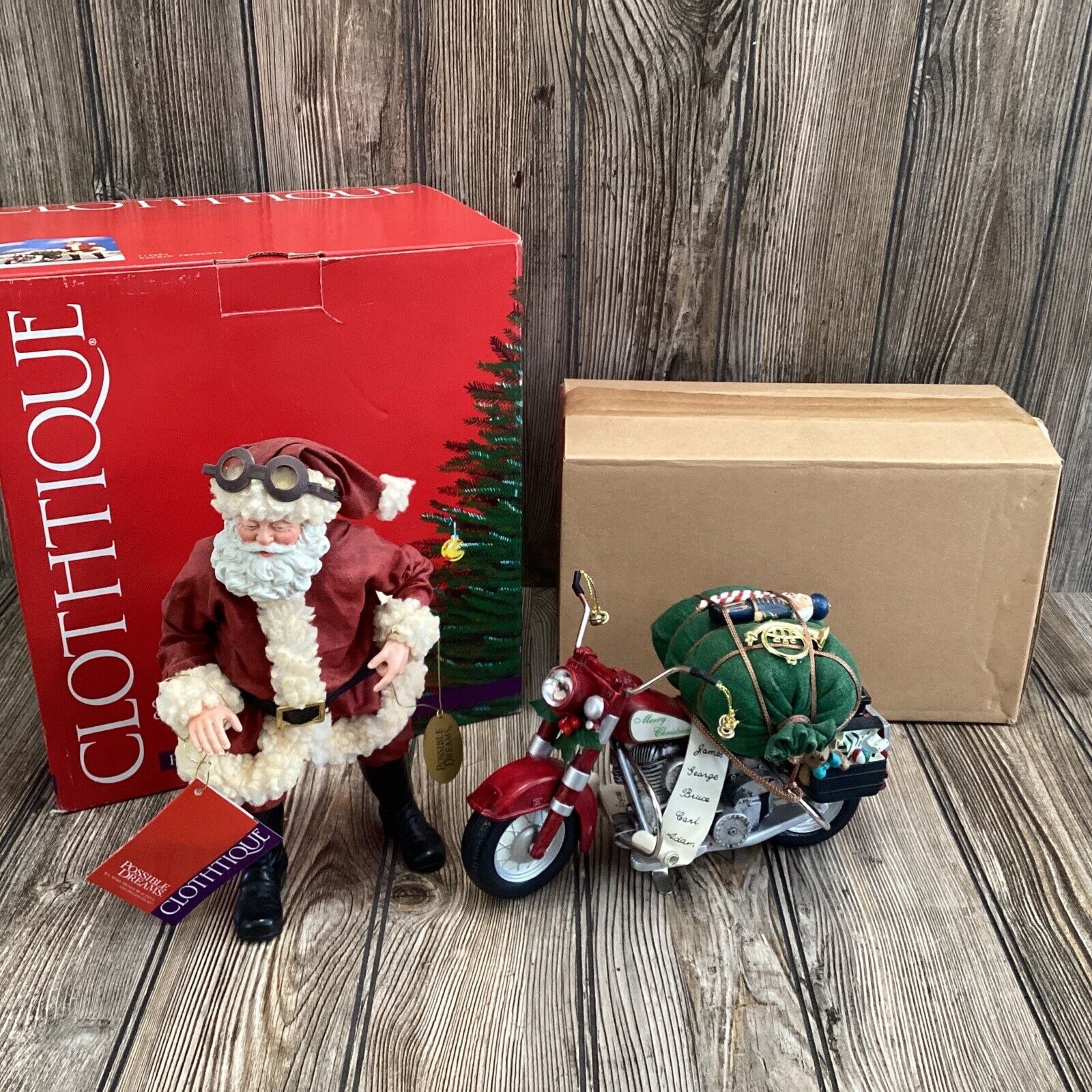 NEW~Possible Dreams 2003 Packin\' Presents Clothtique Santa Motorcycle 713804