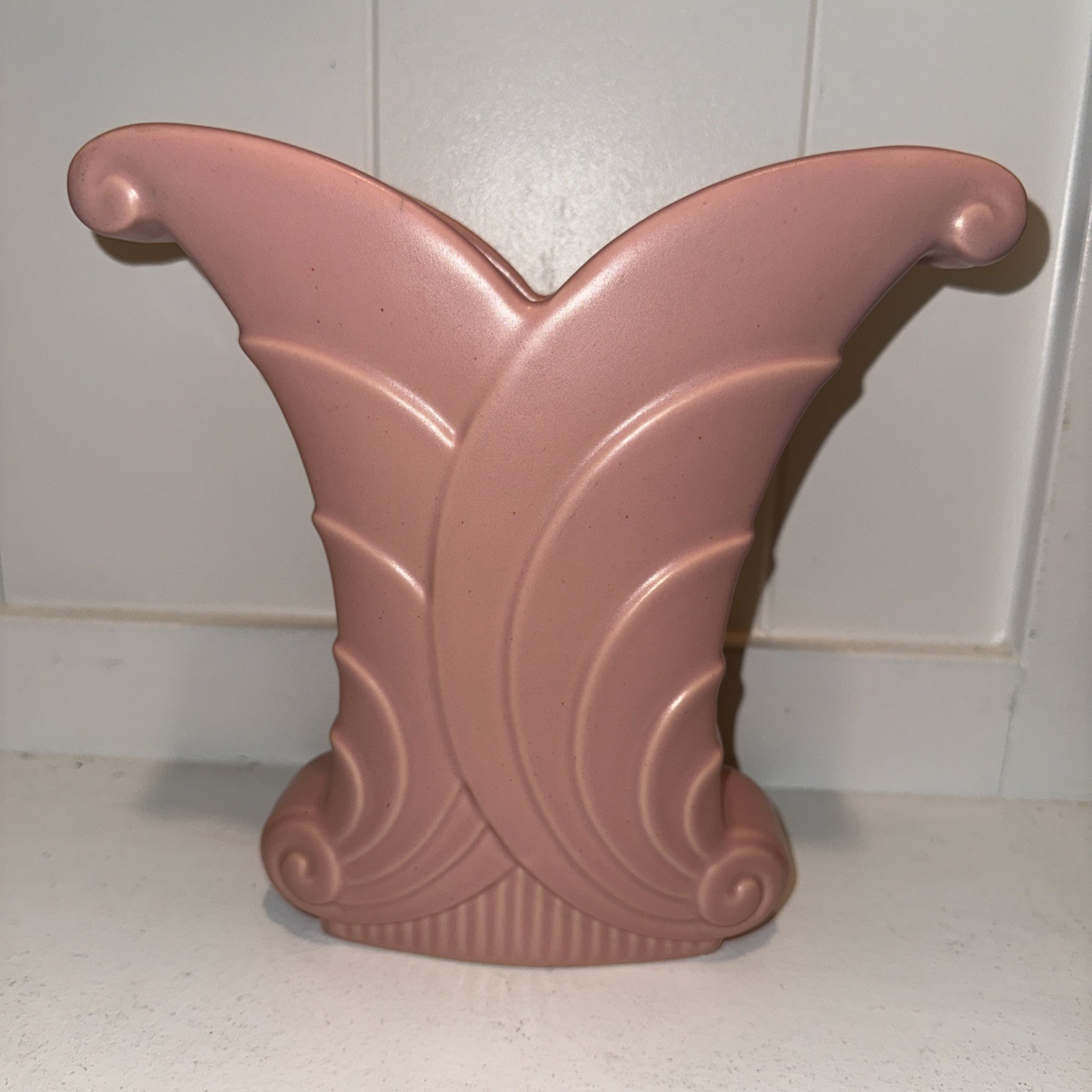 Vintage ABINGDON ART POTTERY Art Deco Flared 9” Vase Pink/Rose #513