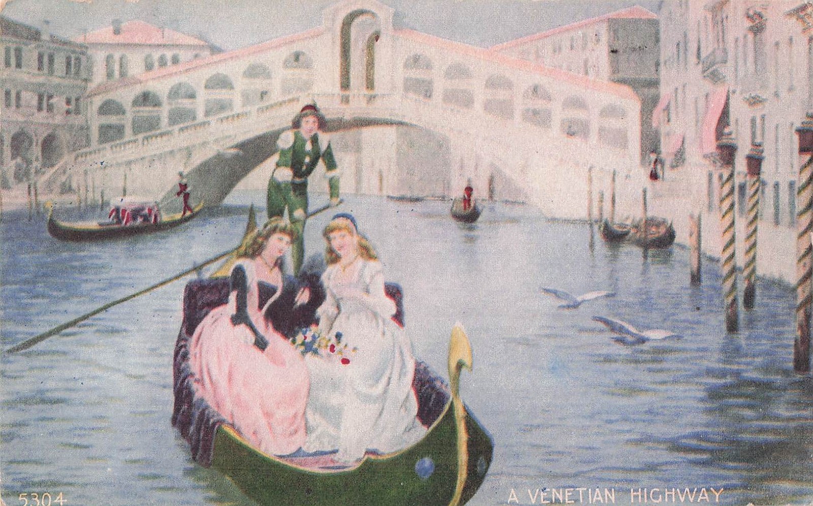 Antique Venice Italy Gondola A Venetian Highway Postcard art Oakland Laurence Antique Venice Italy Gondola A Venetian Highway Postcard art Oakland Laurence