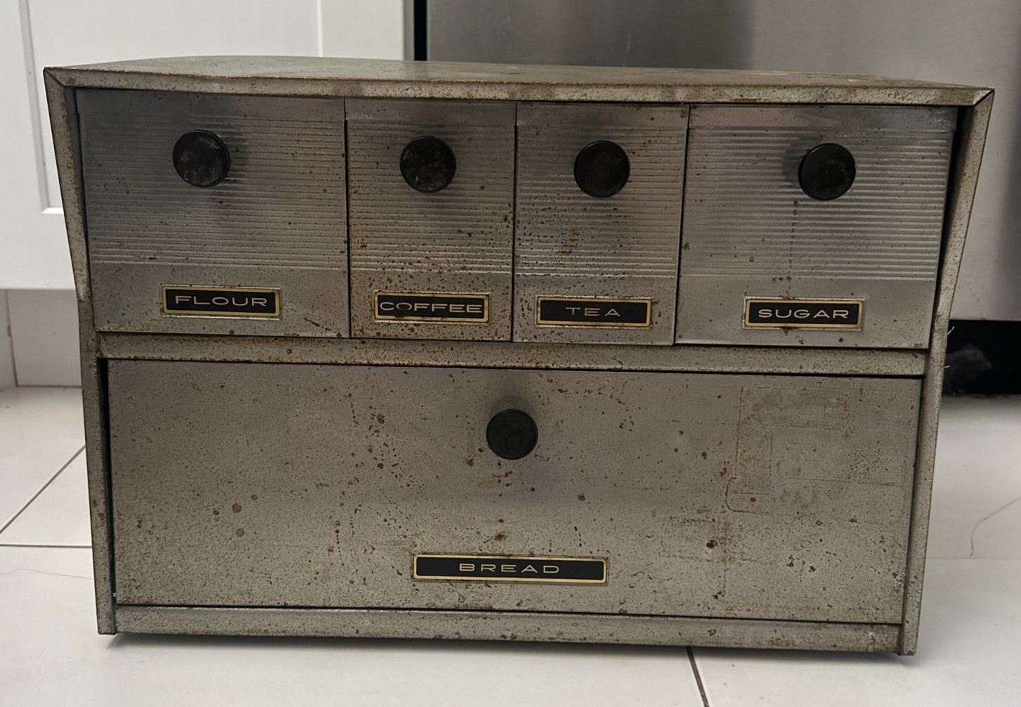 Vintage Krestline Speco Chrome Bread Box Canister MCM Wall Kitchen Storage