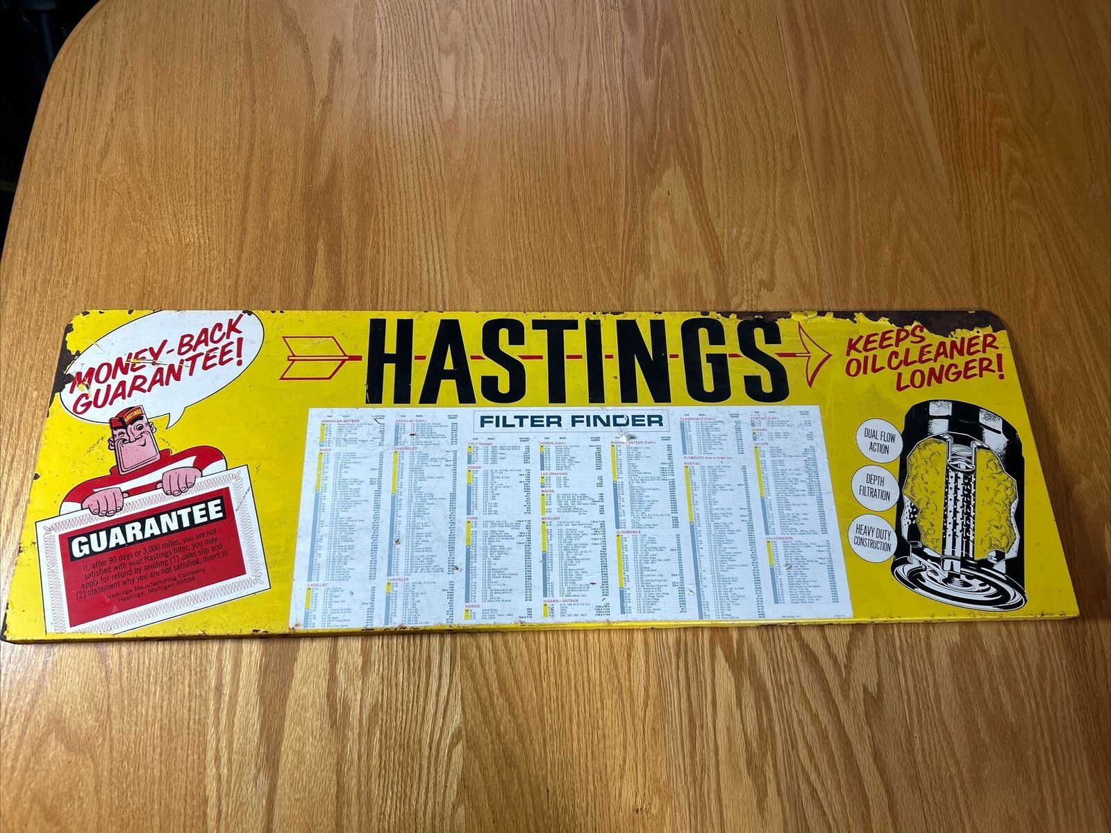 Hastings Fuel Filters Sign Gas Oil Advertisement Fueling Station Original 3’x1’