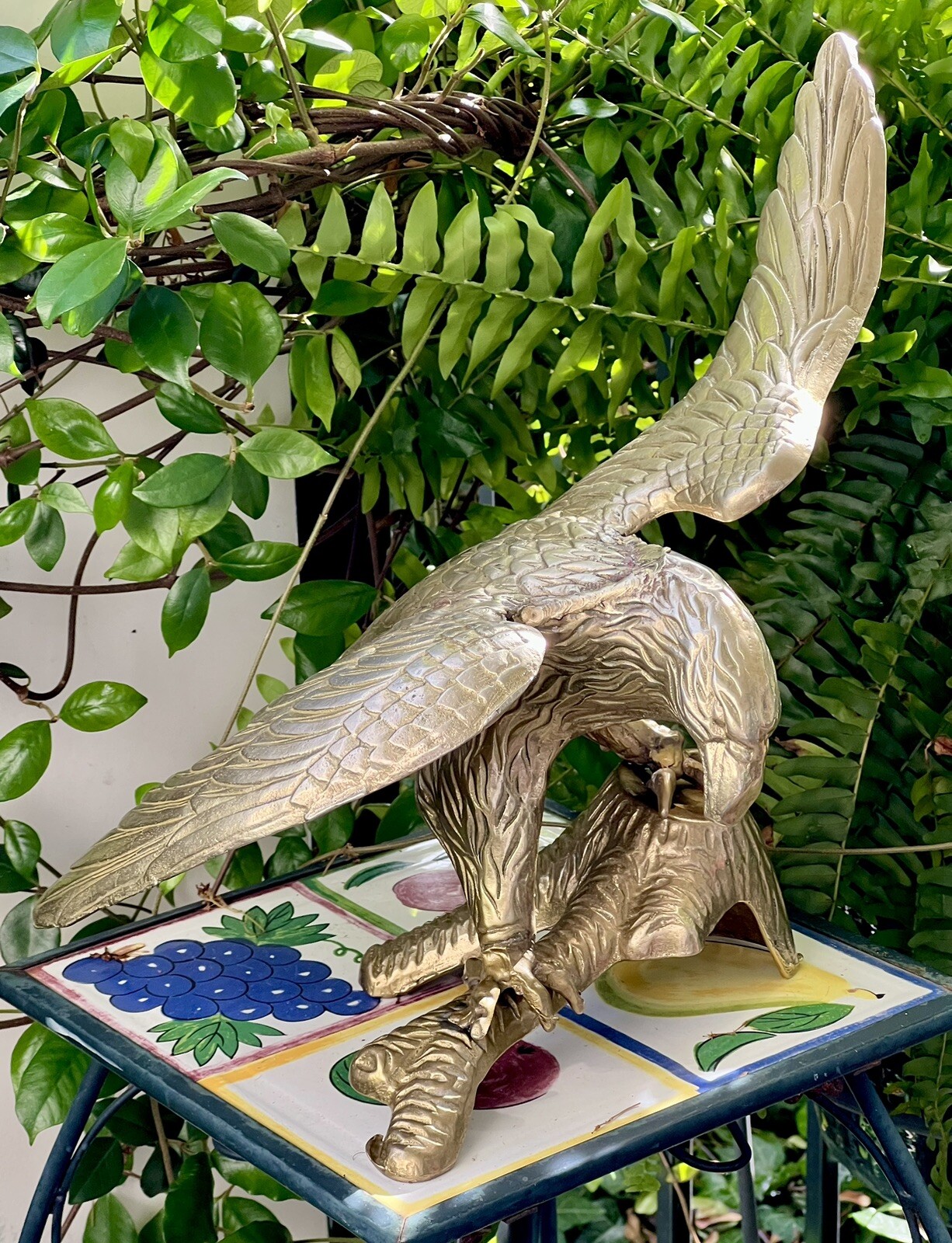 Large Vintage Brass American Bald Eagle Sculpture, Made In Taiwan R. O. C.