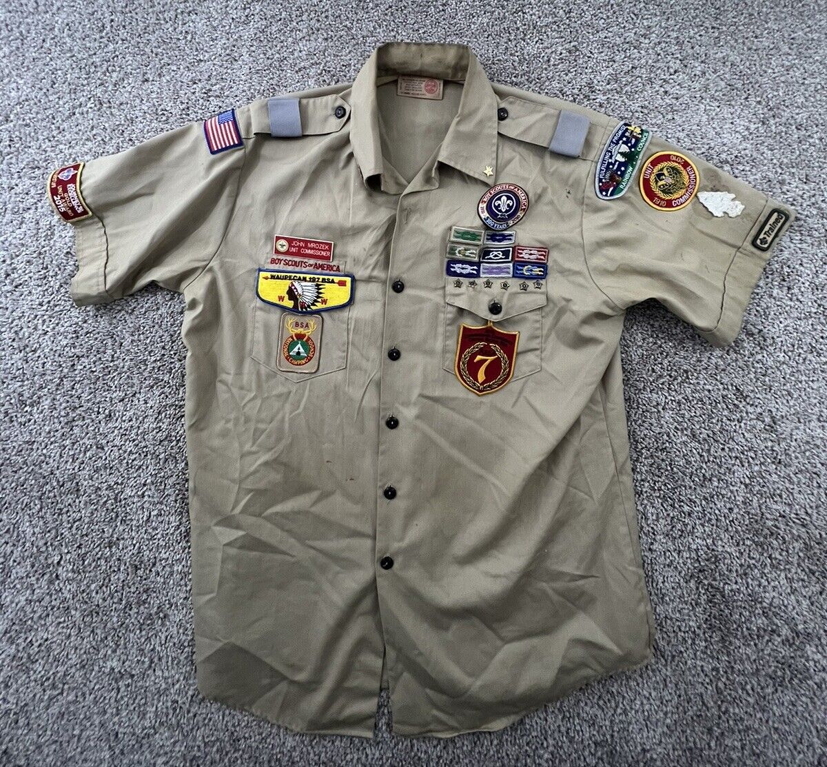 VTG 1996 BSA Men LG SS Uniform Shirt Oscar de la Renta Boy Scouts of America USA