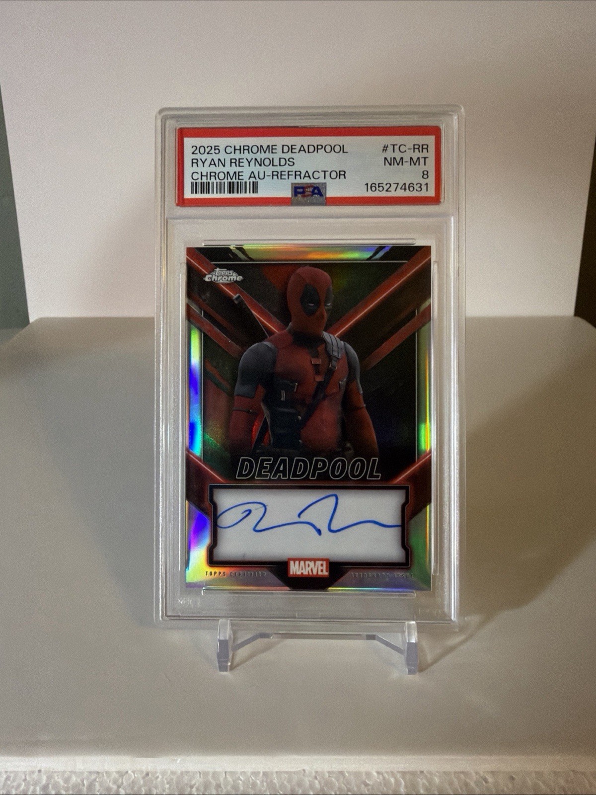 2025 TOPPS Chrome DEADPOOL auto Ryan Reynolds AUTO Refractor NM-MT 8 Pop 2