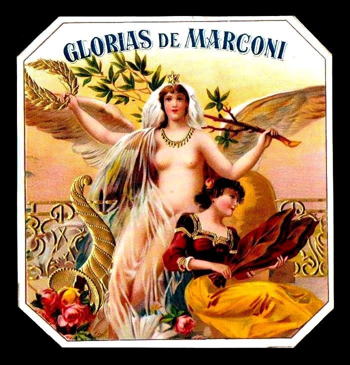 Glorias de Marconi - 100+ Years Old - Original Genuine - EX RARE Cigar Box Label
