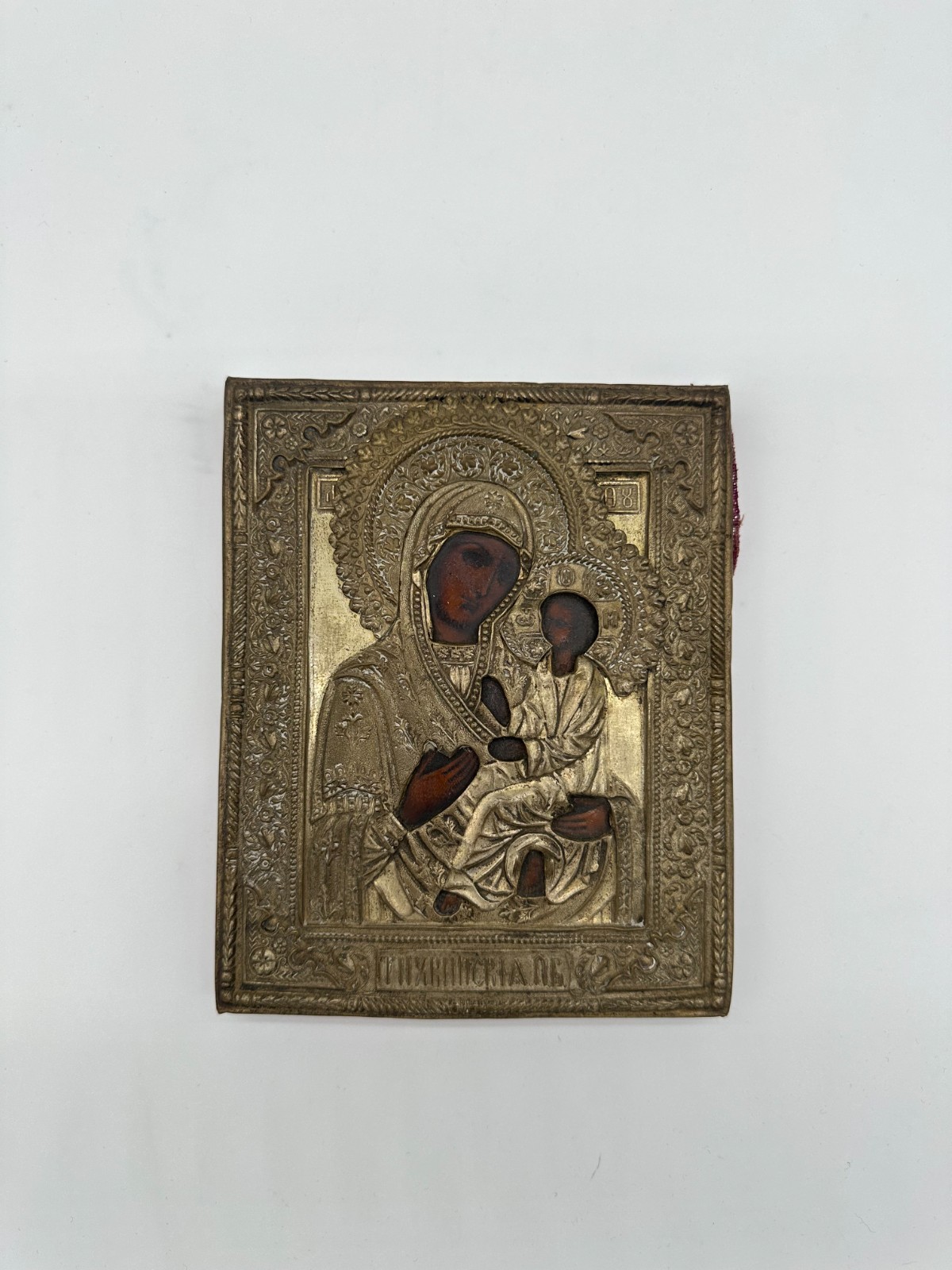 Russian Orthodox Icon on Wood Panel, Vladamir Mother of God 19th-Century