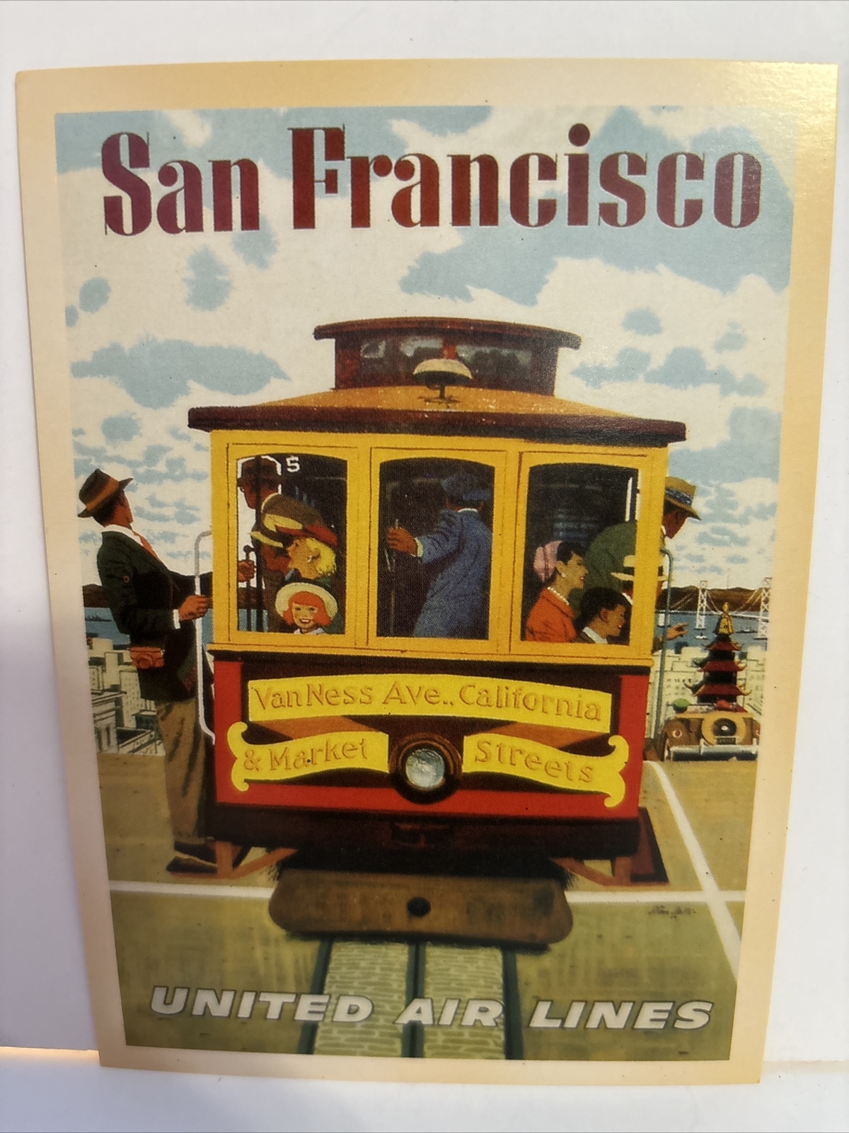 United Air Lines San Fran 5.5” Postcard Print Ad Advertising Paper VINTAGE STYLE
