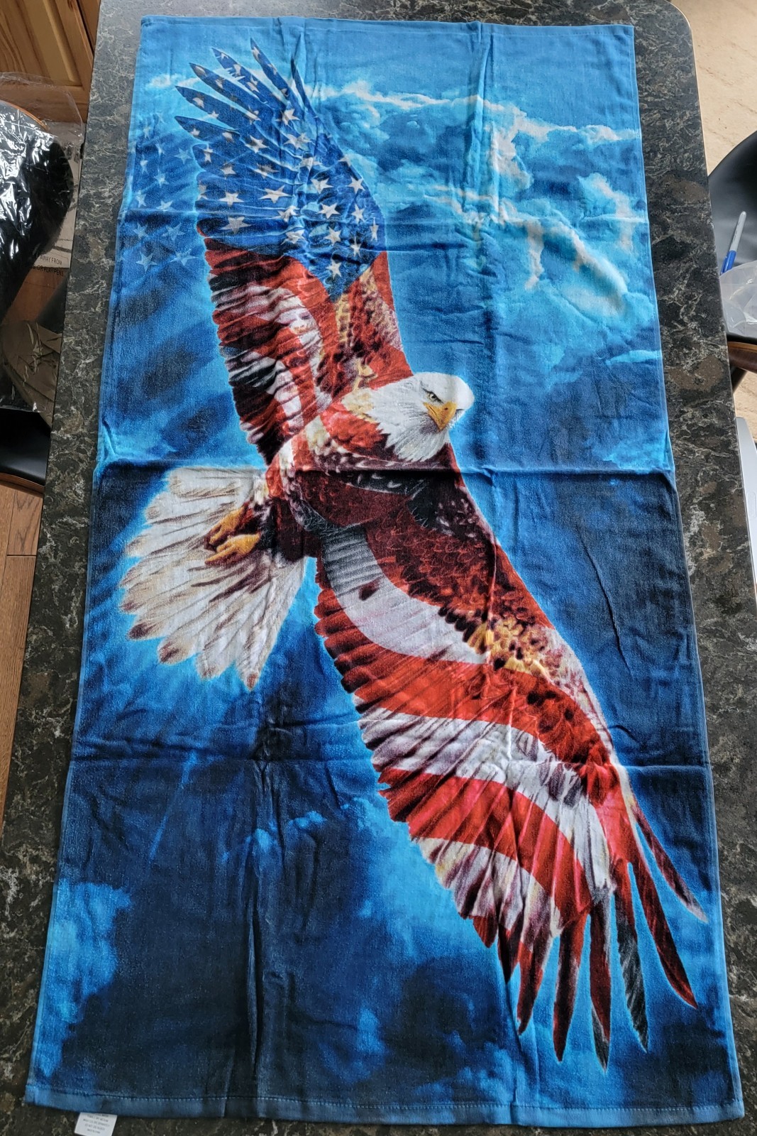 Uncle Jerry T\'s Beach Towel Patriotic USA Flag Eagle 30” x 60” - 2016