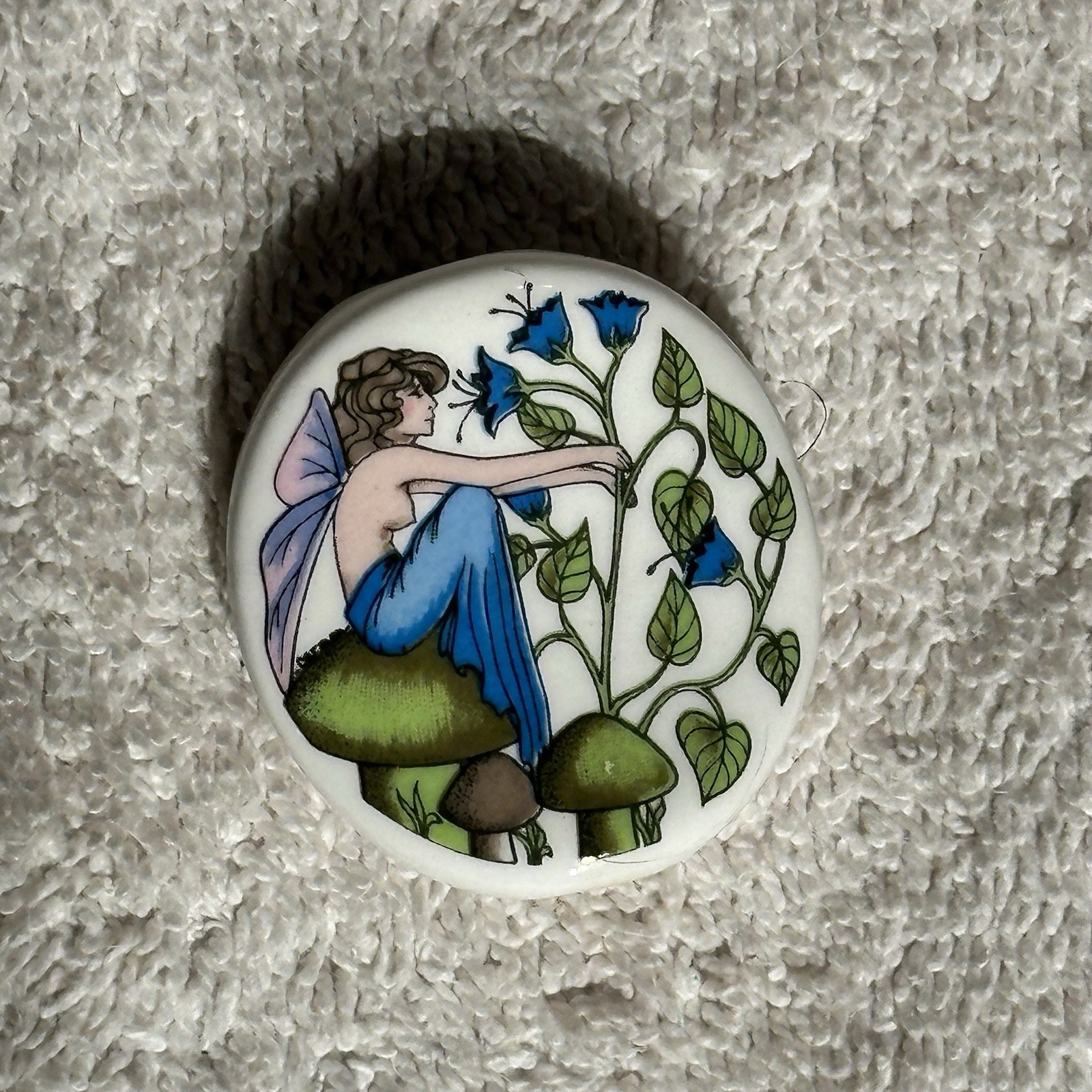 Vintage 1970s NIKI Ceramic Smoking Stone – Fairy & Magic Mushroom Head