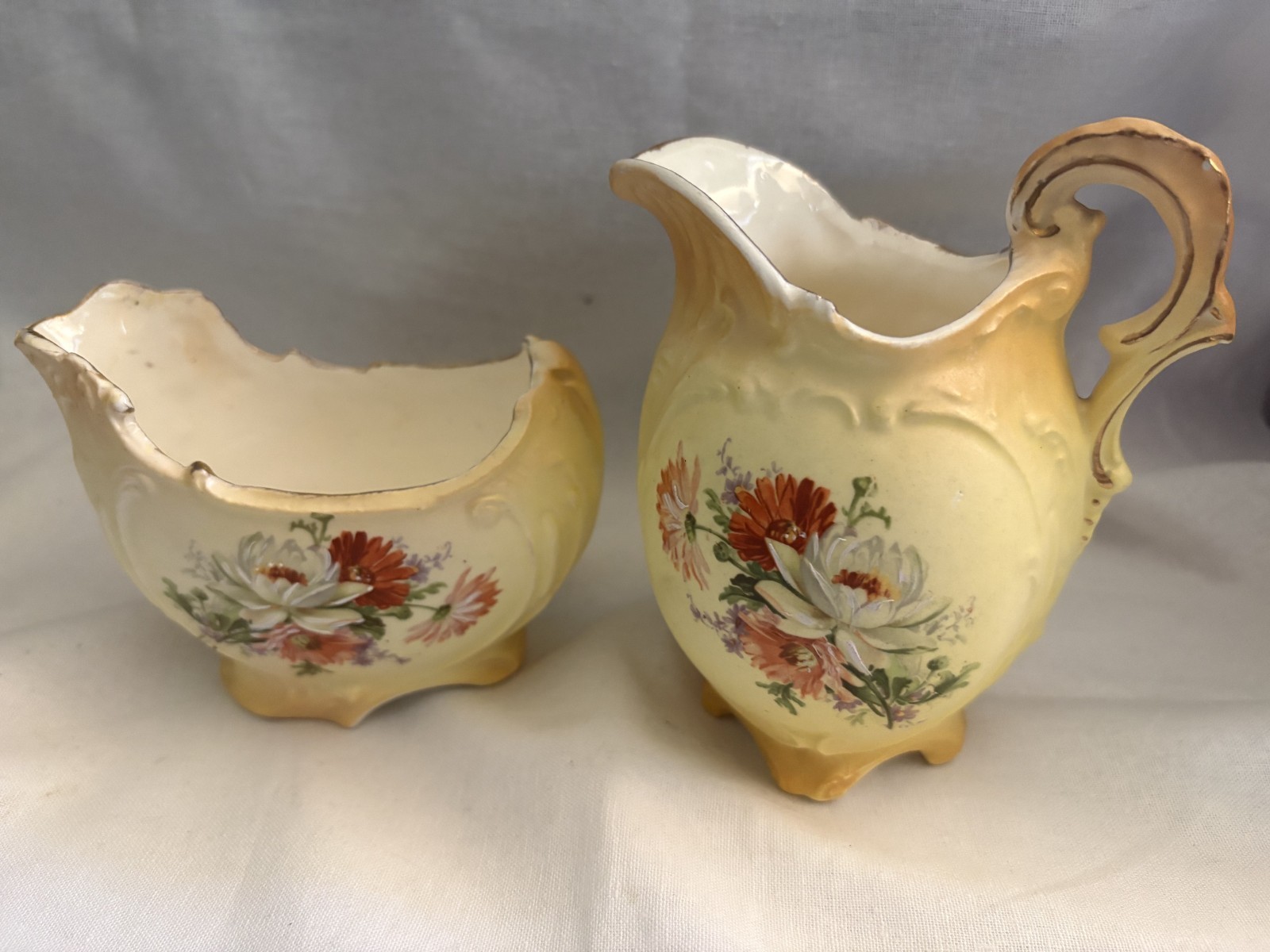 1890-1920 Cream & Sugar Set, No visible chips or cracks-2 designs-Beautiful