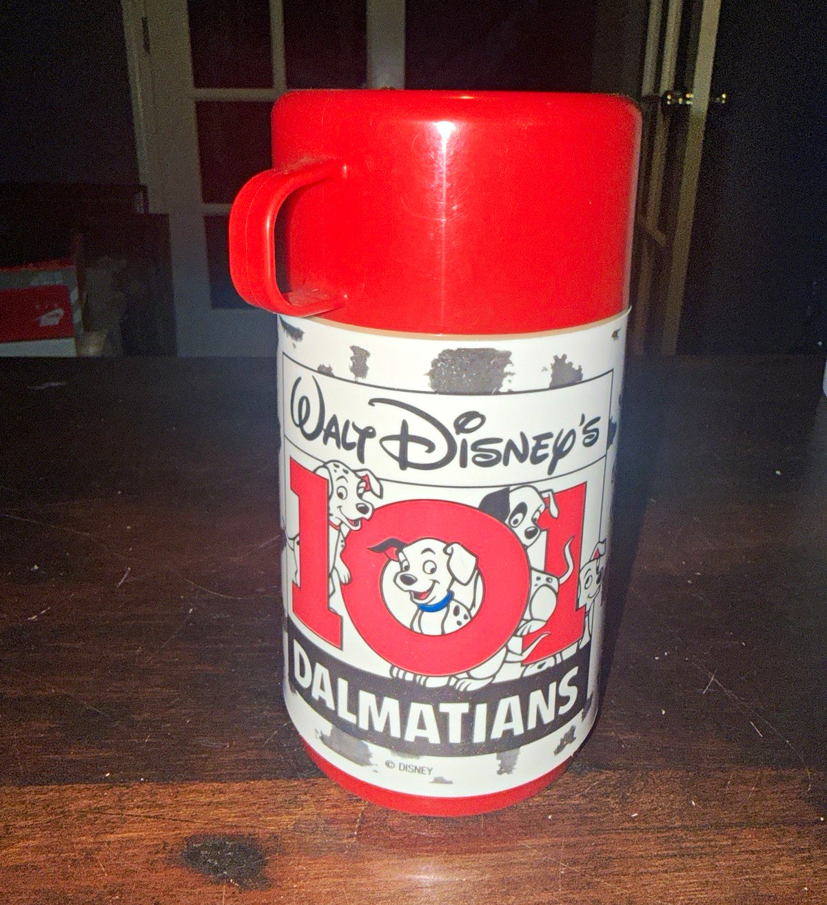 Vintage Aladdin Disney 101 Dalmatians 8 Oz Thermos Bottle With Cup Lid