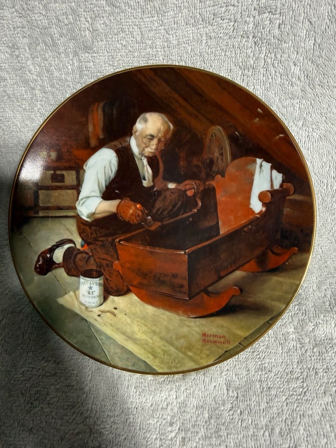 Edwin M. Knowles Grandpa's Gift Norman Rockwell Collector Plate 1987