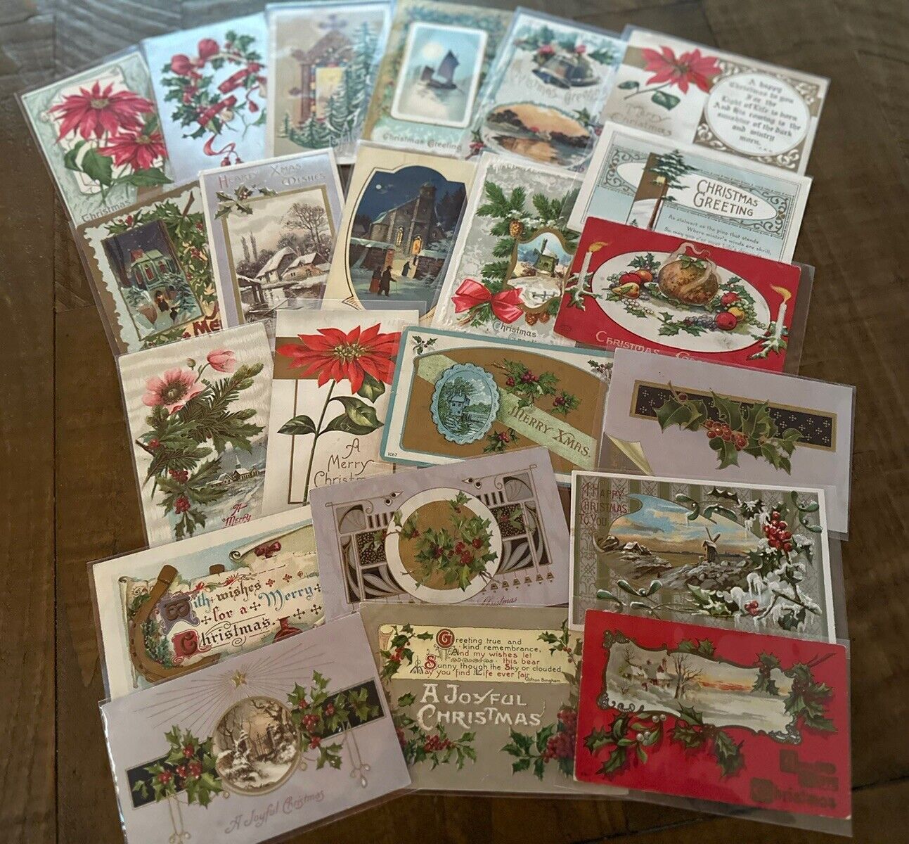 Lot of 22 ~Vintage Antique ~Christmas Postcards~Early 1900\'s~ in Sleeves~k710