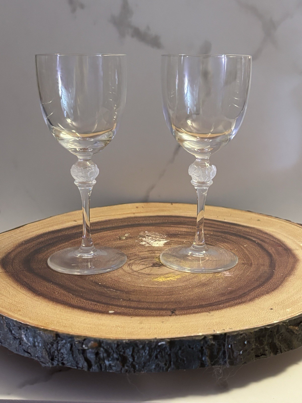 Vintage Mikasa Normandy Fine Cut Crystal Set Of 2 Wine Stems Glasses