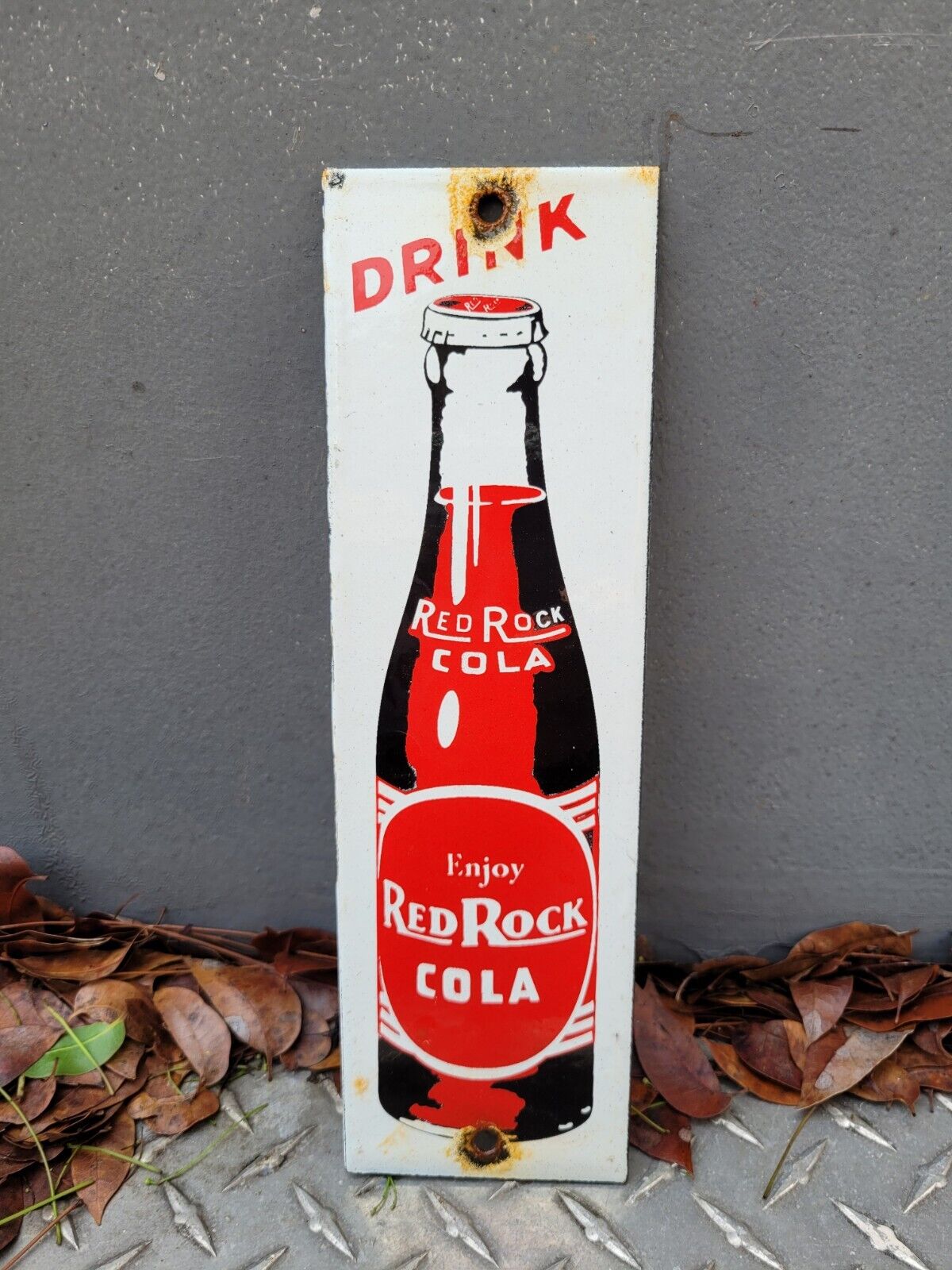 VINTAGE RED ROCK COLA PORCELAIN SIGN OLD BEVERAGE SODA DRINK GENERAL STORE ITEM