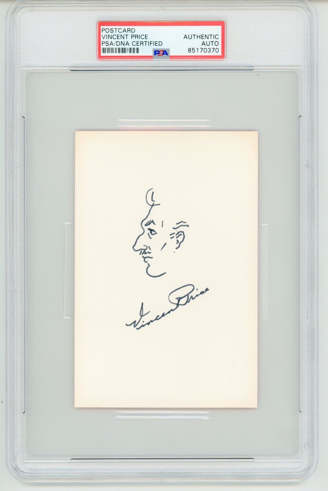 Vincent Price ~ Signed Autographed Self Portrait Profile Sketch ~ PSA DNA